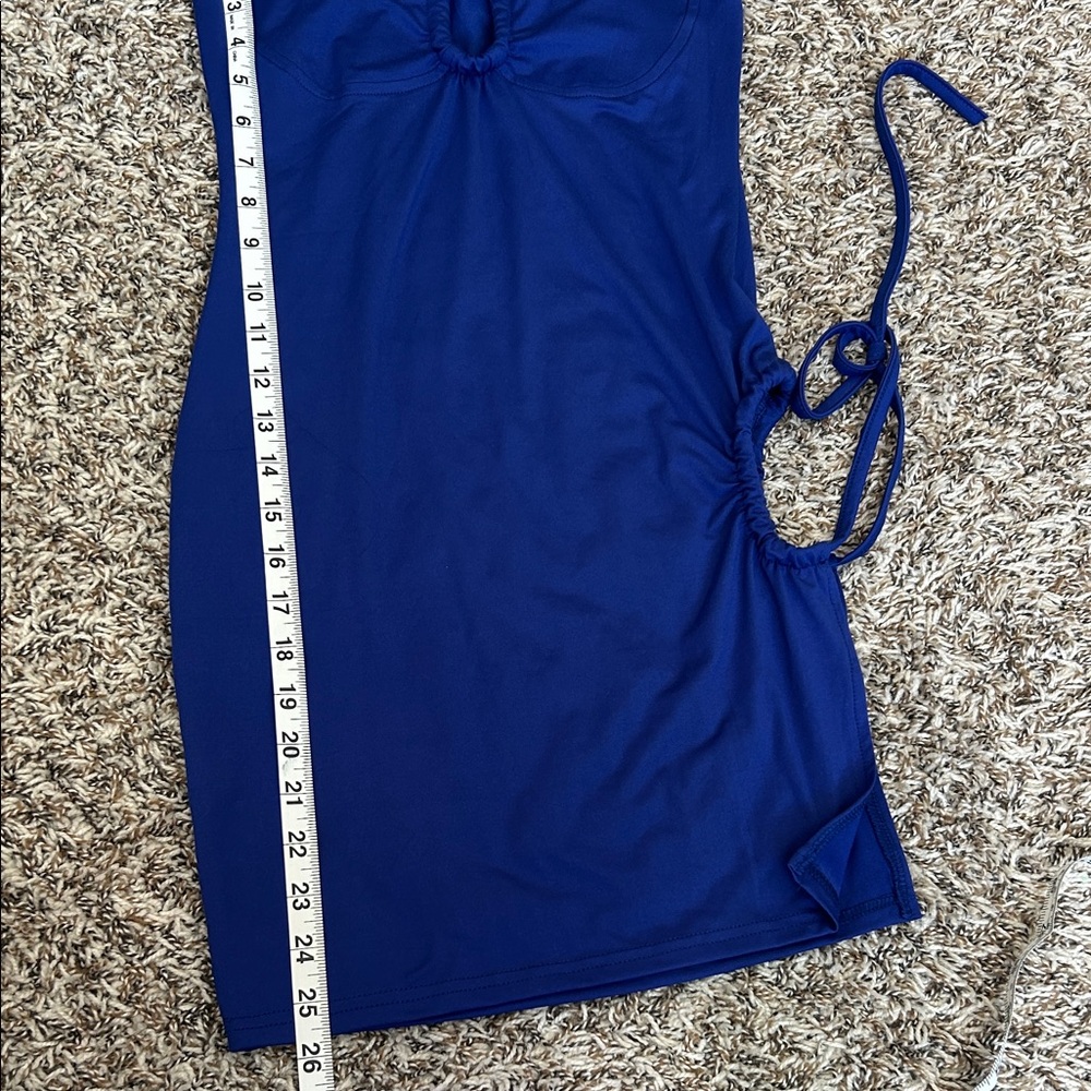Blue Ruched Mini Dress - Picture 9 of 9